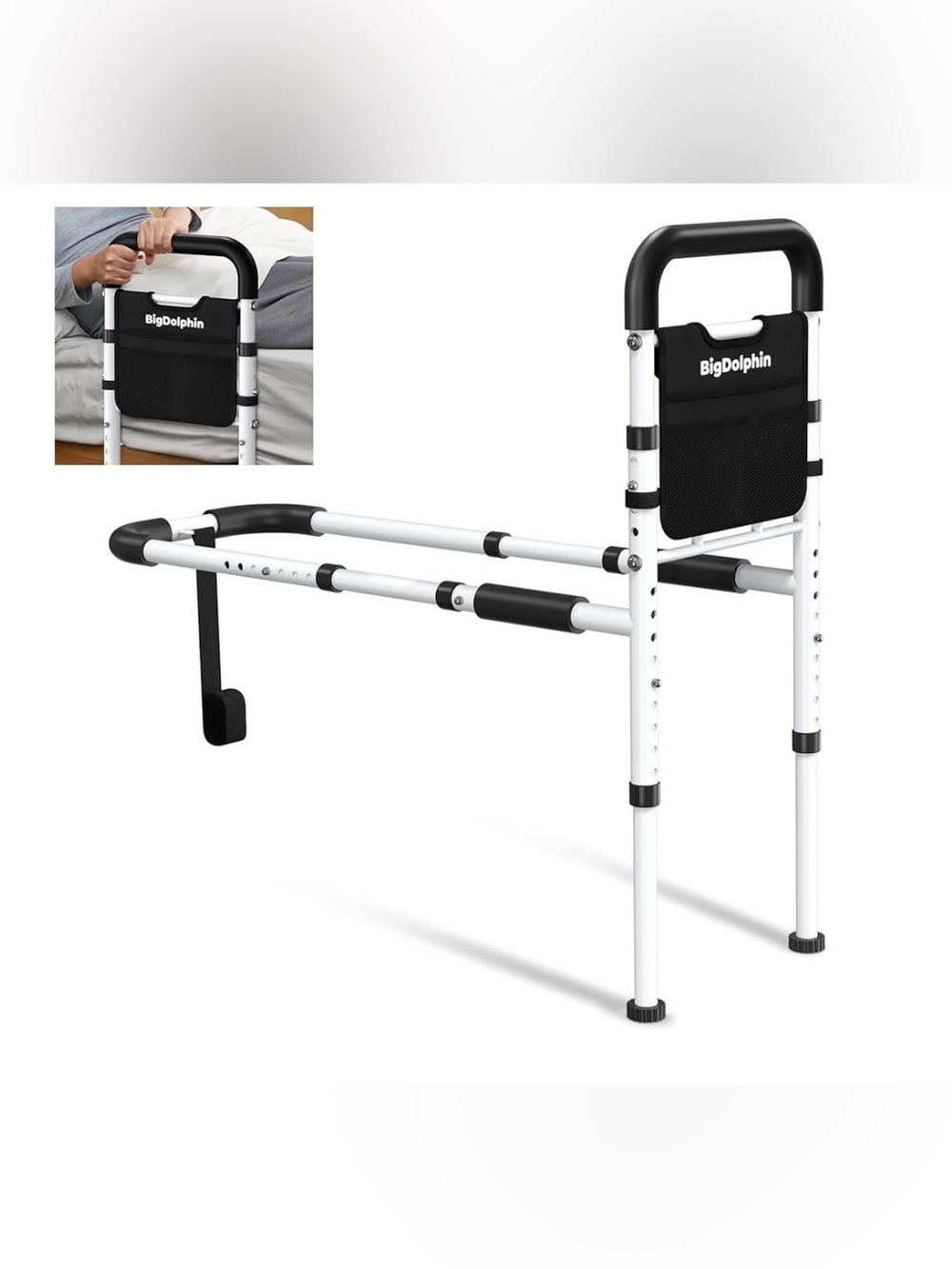 New Adjustable White and Black Bed Rail